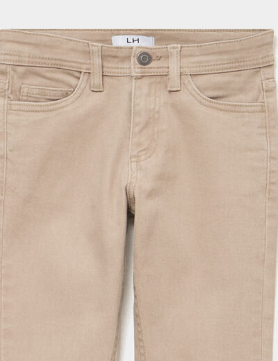 Pantalon slim coton majoritaire taupe gar&ccedil;on