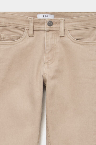 Pantalon slim coton majoritaire taupe gar&ccedil;on