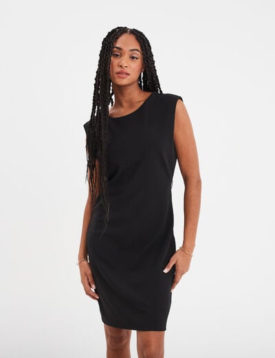 Robe courte dos ouvert avec bijou noir femme