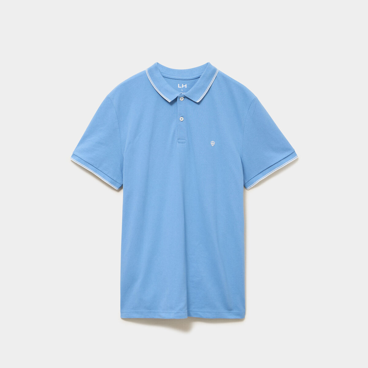 Polo piqu&eacute; coton manches courtes bleu homme