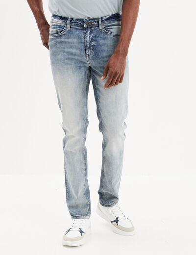 Jeans straight 5 poches Liberto denim bleach homme