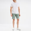 Bermuda short chino droit coton stretch vert homme