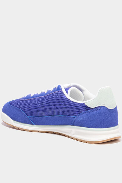 Baskets basses &agrave; lacets bleu femme