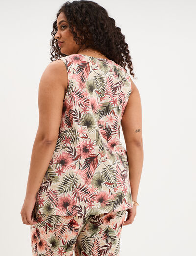 D&eacute;bardeur ajust&eacute; sans manches coton beige femme grande taille
