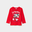 T-shirt manches longues No&euml;l Mickey rouge gar&ccedil;on