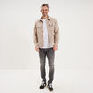 Surchemise droite m&eacute;lange coton stretch gris clair homme