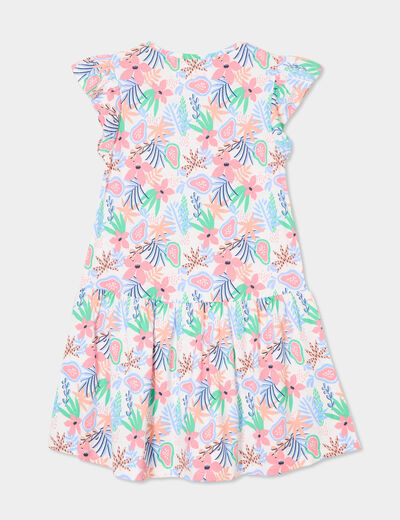 Robe courte évasée à volants ecru fille