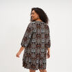 Robe courte col tunisien manches 3/4 noir femme grande taille