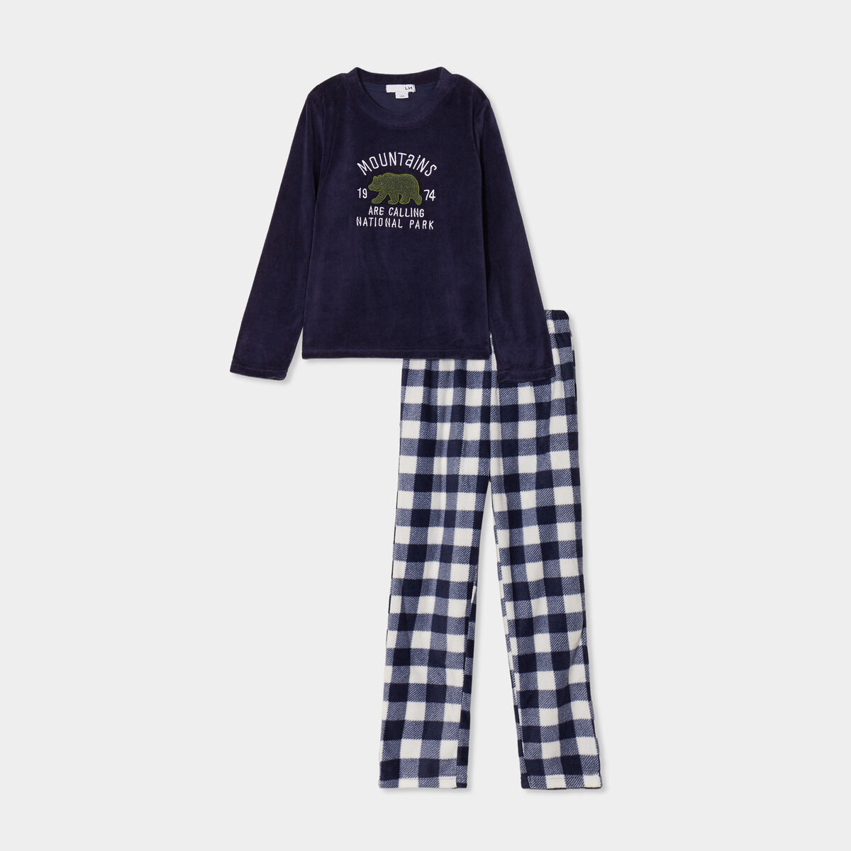 Ensemble pyjama effet polaire pantalon bleu gar&ccedil;on