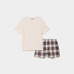 Ensemble pyjama short et t-shirt coton marron femme