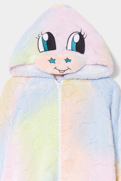 Combinaison pyjama pilou à capuche multicolore fille