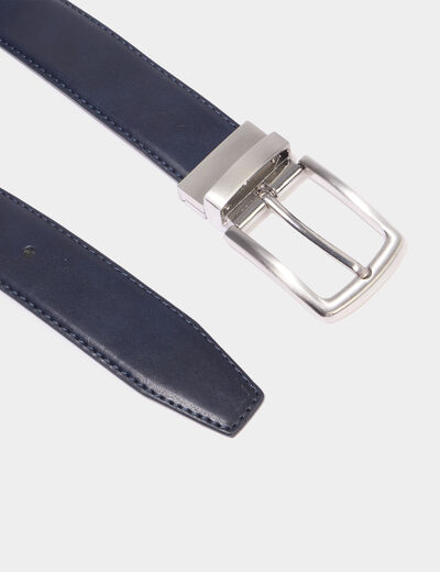 Ceinture r&eacute;versible bleu marine homme