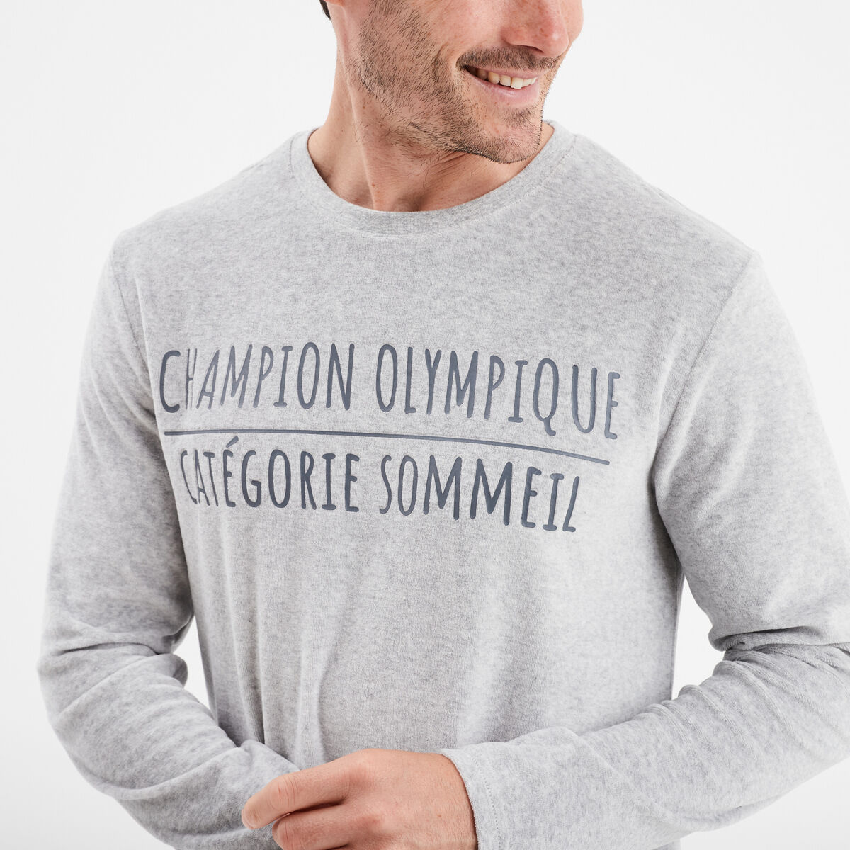 Ensemble pyjama 2 pièces haut et bas gris homme