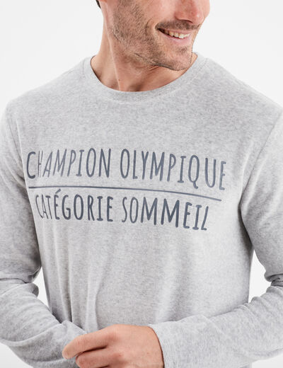 Ensemble pyjama 2 pièces haut et bas gris homme
