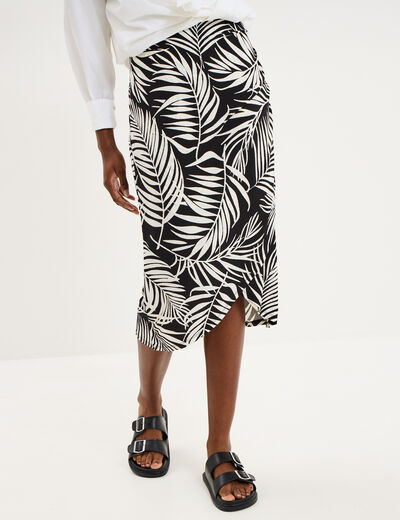 Jupe longue portefeuille noir femme