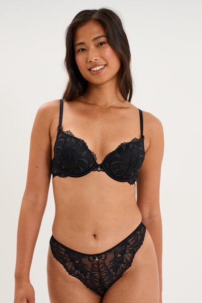 Soutien-gorge maxi push-up dentelle noir femme