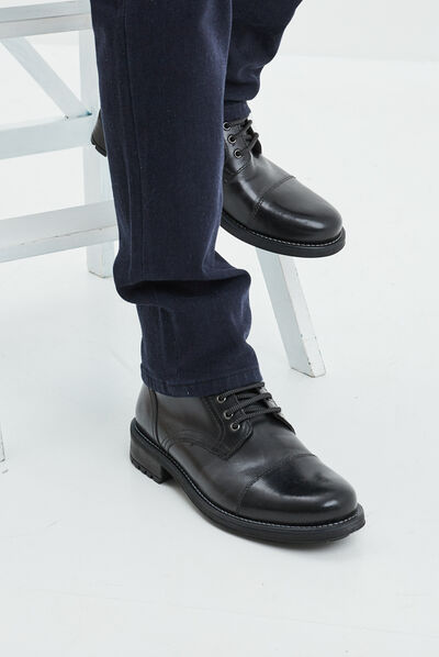 Bottines zippées en cuir Boritz noir homme