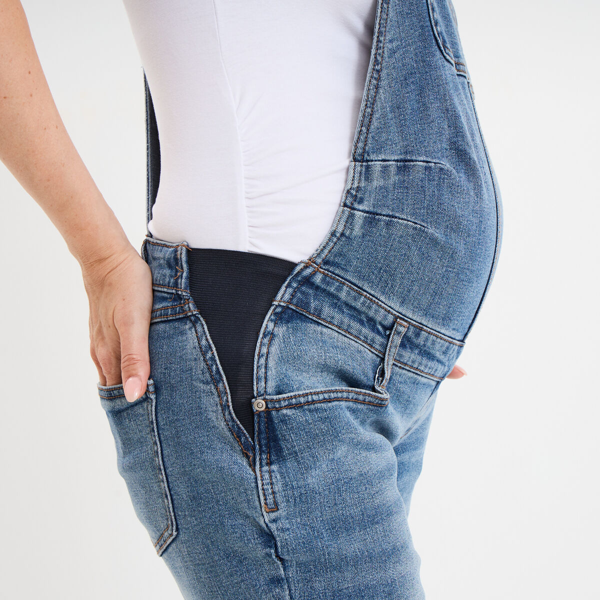 Salopette en jean de grossesse denim stone femme maternité