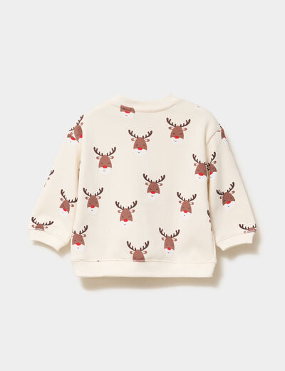 Ensemble 2 pi&egrave;ces sweat et pantalon ecru b&eacute;b&eacute; gar&ccedil;on