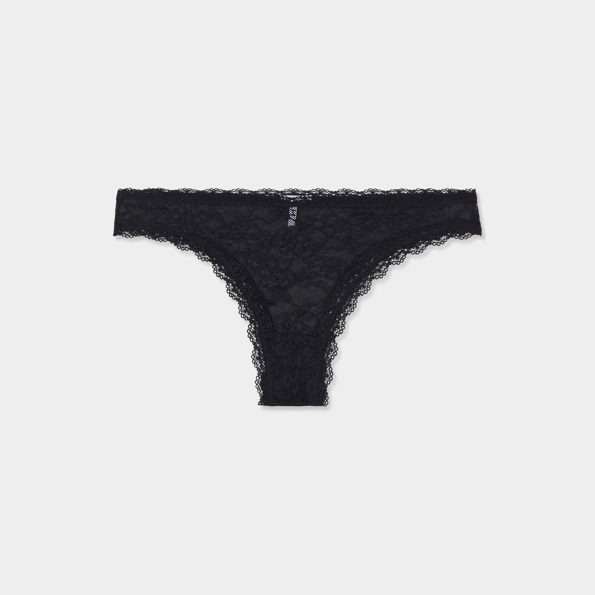 Tanga en dentelle doublure coton noir femme
