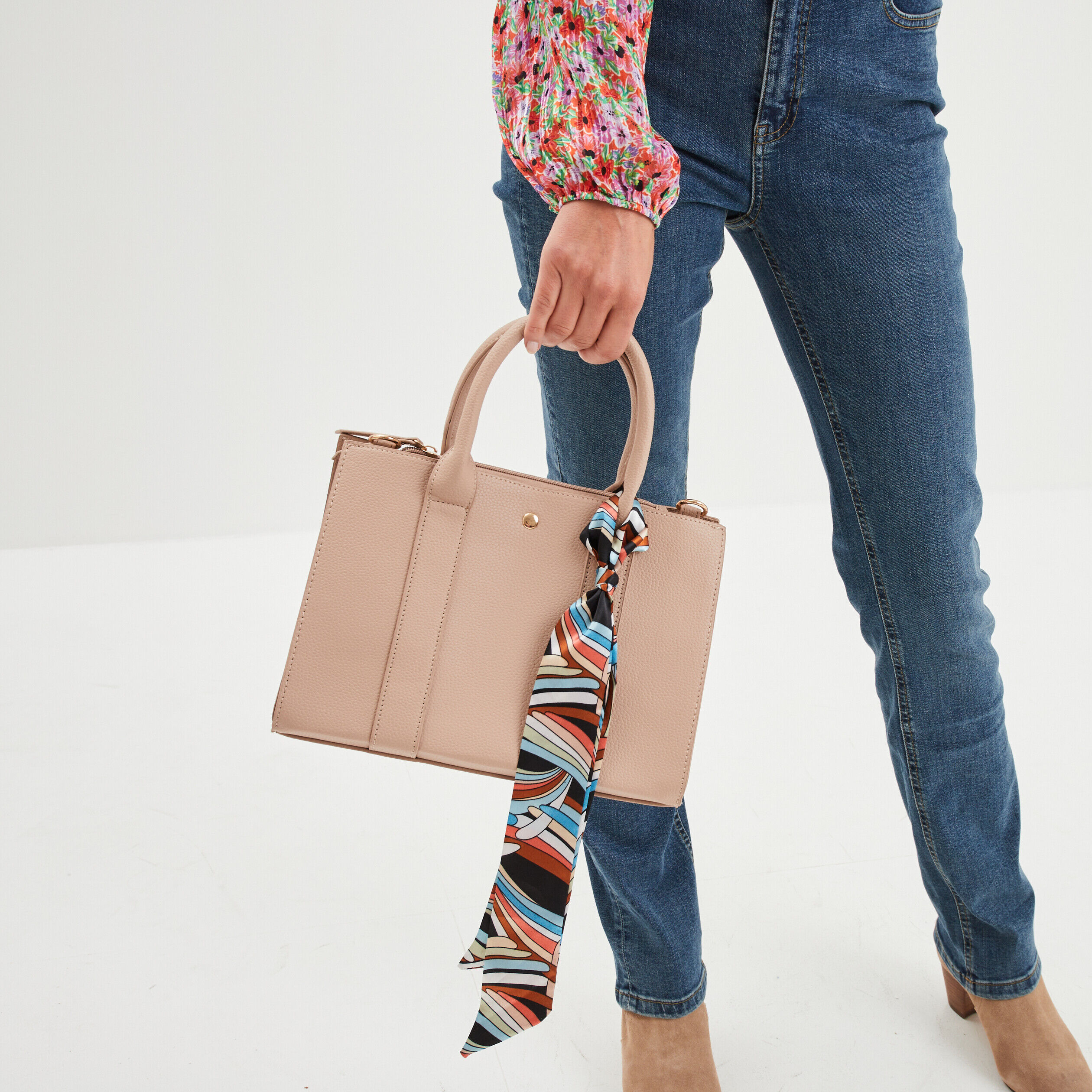 Sac rectangulaire avec foulard sable femme LH