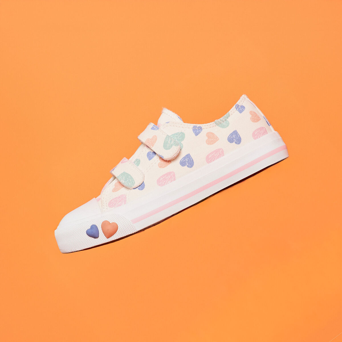 Tennis basses en toile bout renforc&eacute; multicolore fille