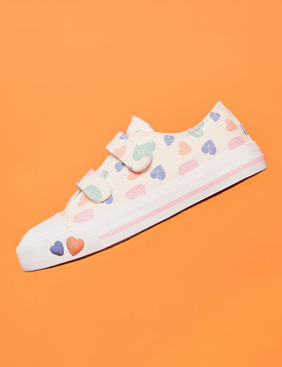 Tennis basses en toile bout renforc&eacute; multicolore fille