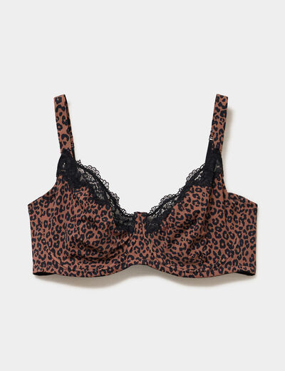 Soutien-gorge corbeille microfibre marron femme grande taille