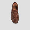 Sandales à scratch en cuir marron homme