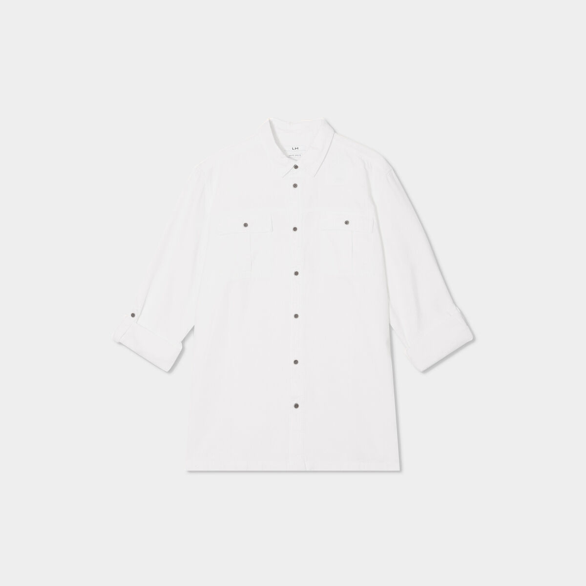 Chemise manches retroussables ivoire homme