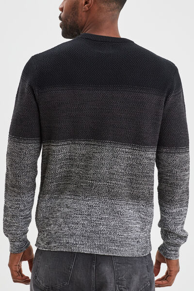 Pull col rond manches longues Liberto gris foncé homme