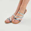 Sandales en cuir semelle plate bleu femme