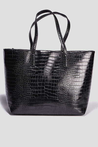 Sac cabas texturé noir femme