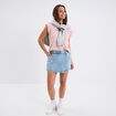 Jupe-short en jean coton denim bleach femme