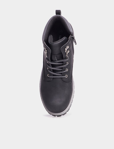 Boots crantées zippées Trappeur noir garçon