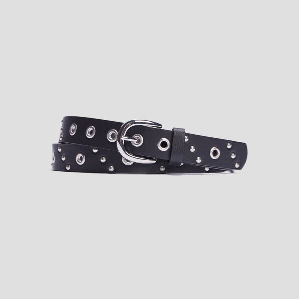 Ceinture à clous et oeillets noir femme