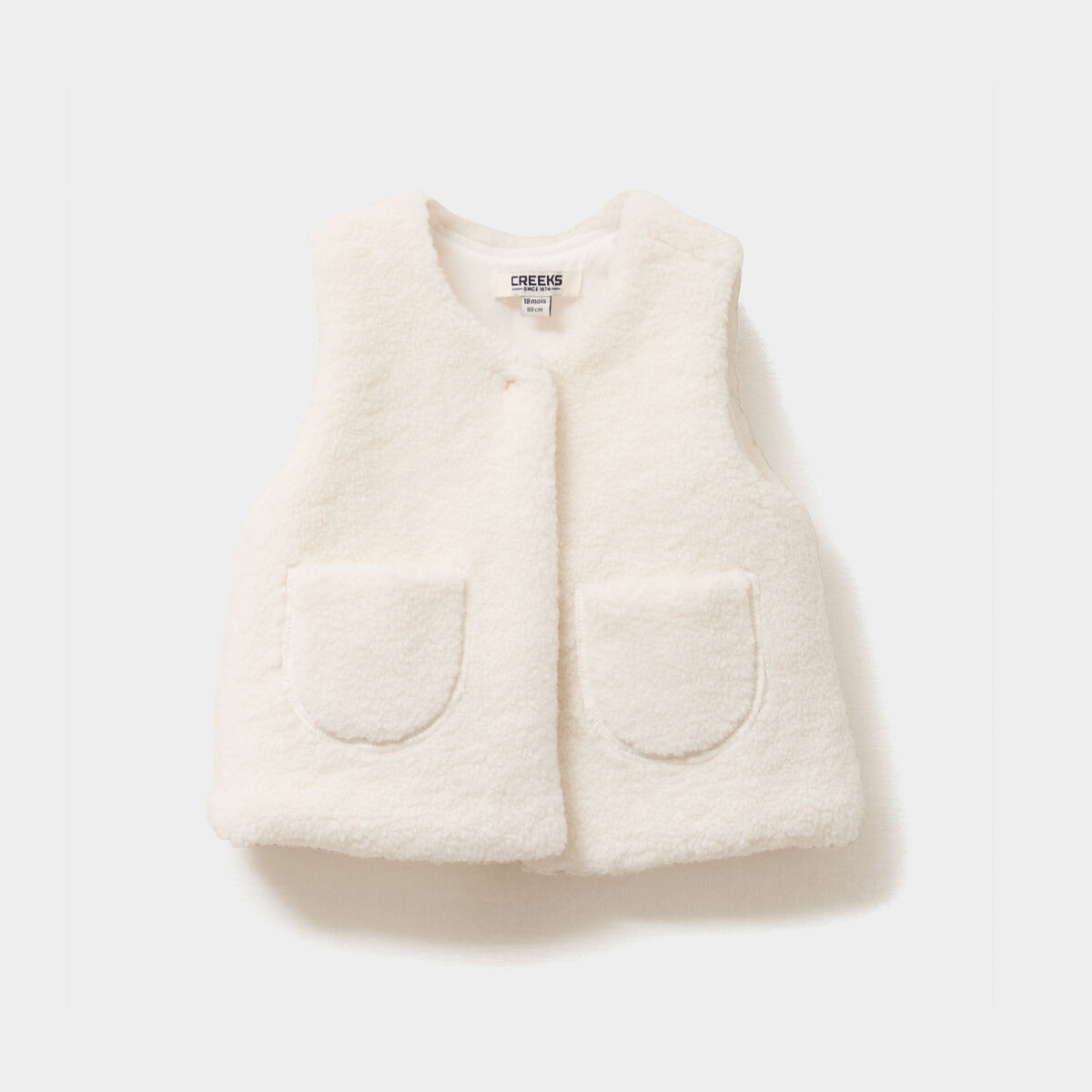 Gilet effet polaire sans manches ivoire b&eacute;b&eacute; fille