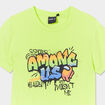 T-shirt manches courtes coton Among Us vert fluo garçon