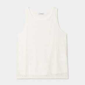 Débardeur dentelle col rond blanc femme