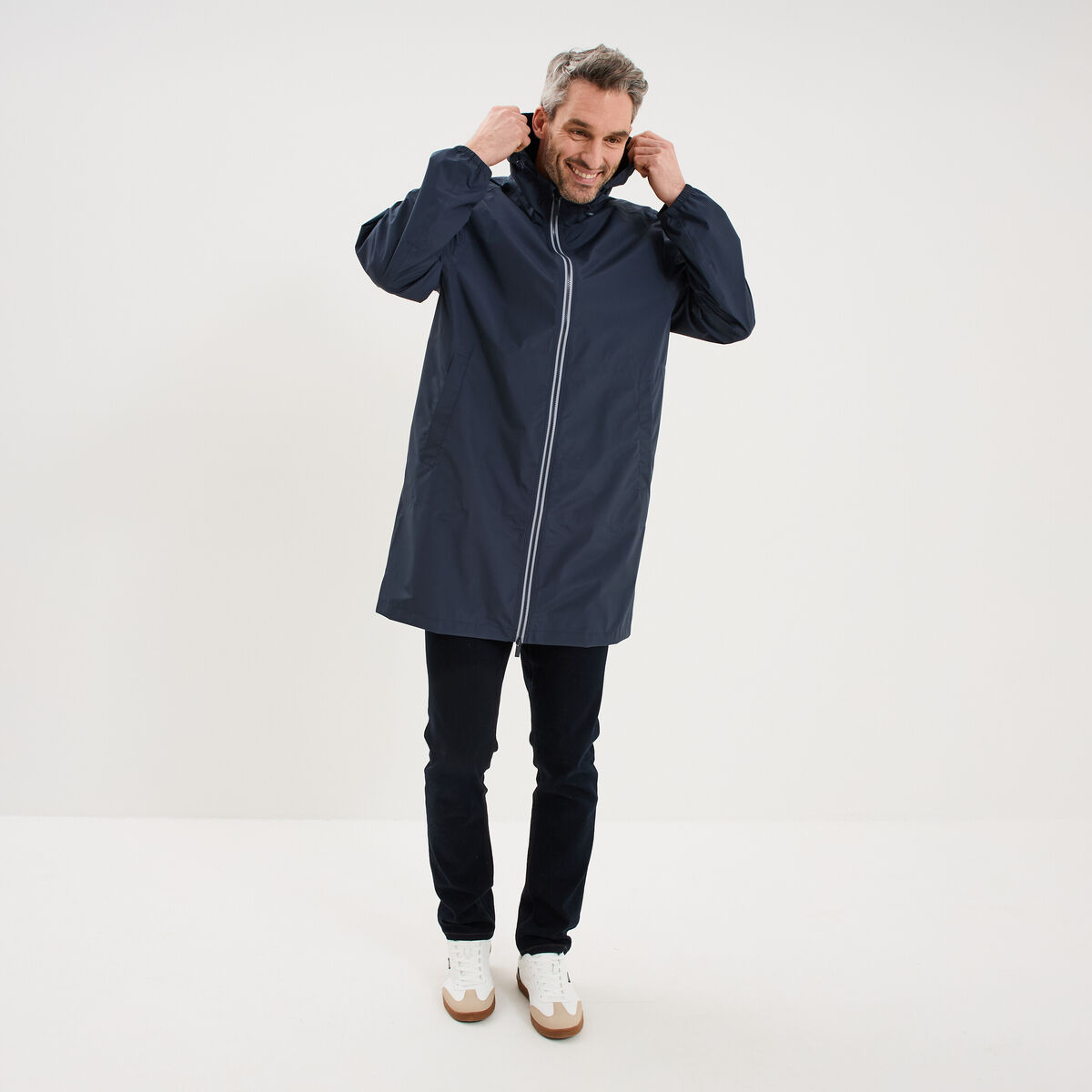 Parka imperm&eacute;able coupe-vent &agrave; capuche gris fonc&eacute; homme