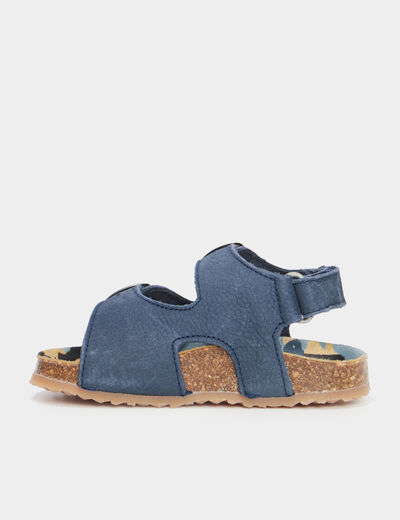 Sandales cuir boucles et scratchs Creeks bleu bébé fille