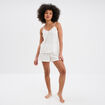Bas de pyjama short gaze de coton blanc femme