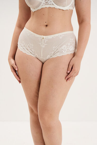 Shorty en dentelle blanc femme grande taille