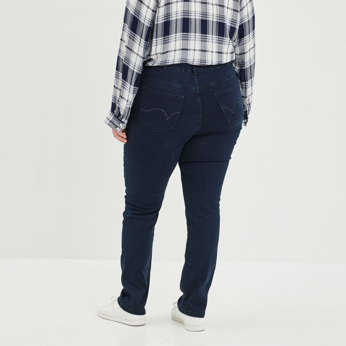 Jeans regular taille haute denim blue black femme grande taille