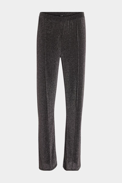 Pantalon de soirée fluide gris argent femme