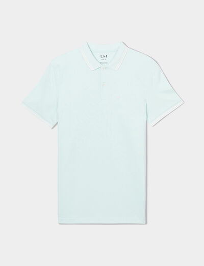 Polo manches courtes bords contrastés vert pastel homme