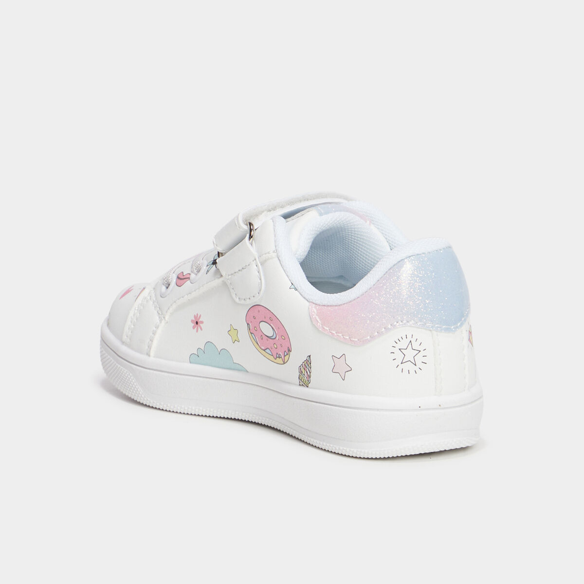 Tennis basses bout renforc&eacute; &agrave; scratchs blanc fille