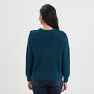 Pull col rond aspect laineux bleu canard femme