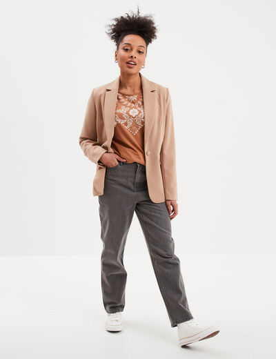 Jeans mom 7/8ème taille haute Creeks denim gris femme