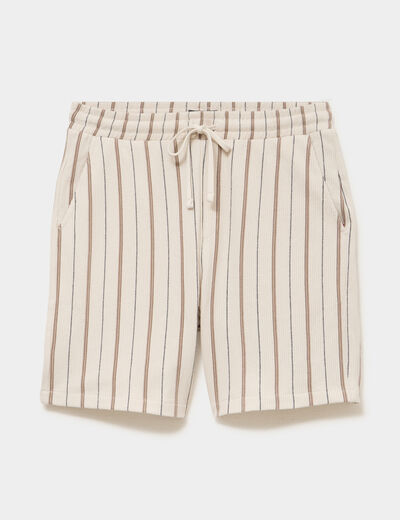 Bermuda droit coton beige homme
